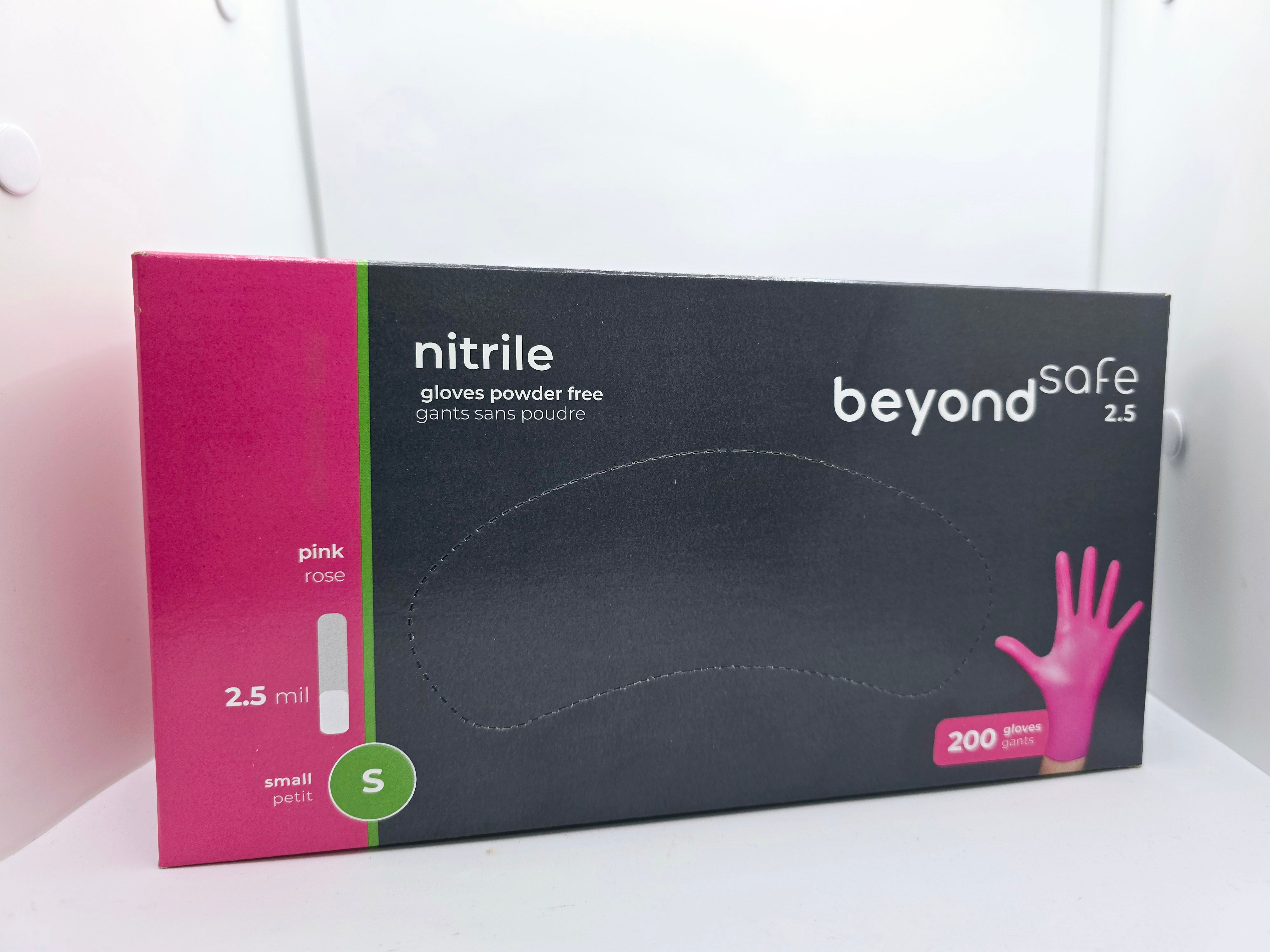 SMALL- BEYOND SAFE PINK NITRILE GLOVES 200/BOX