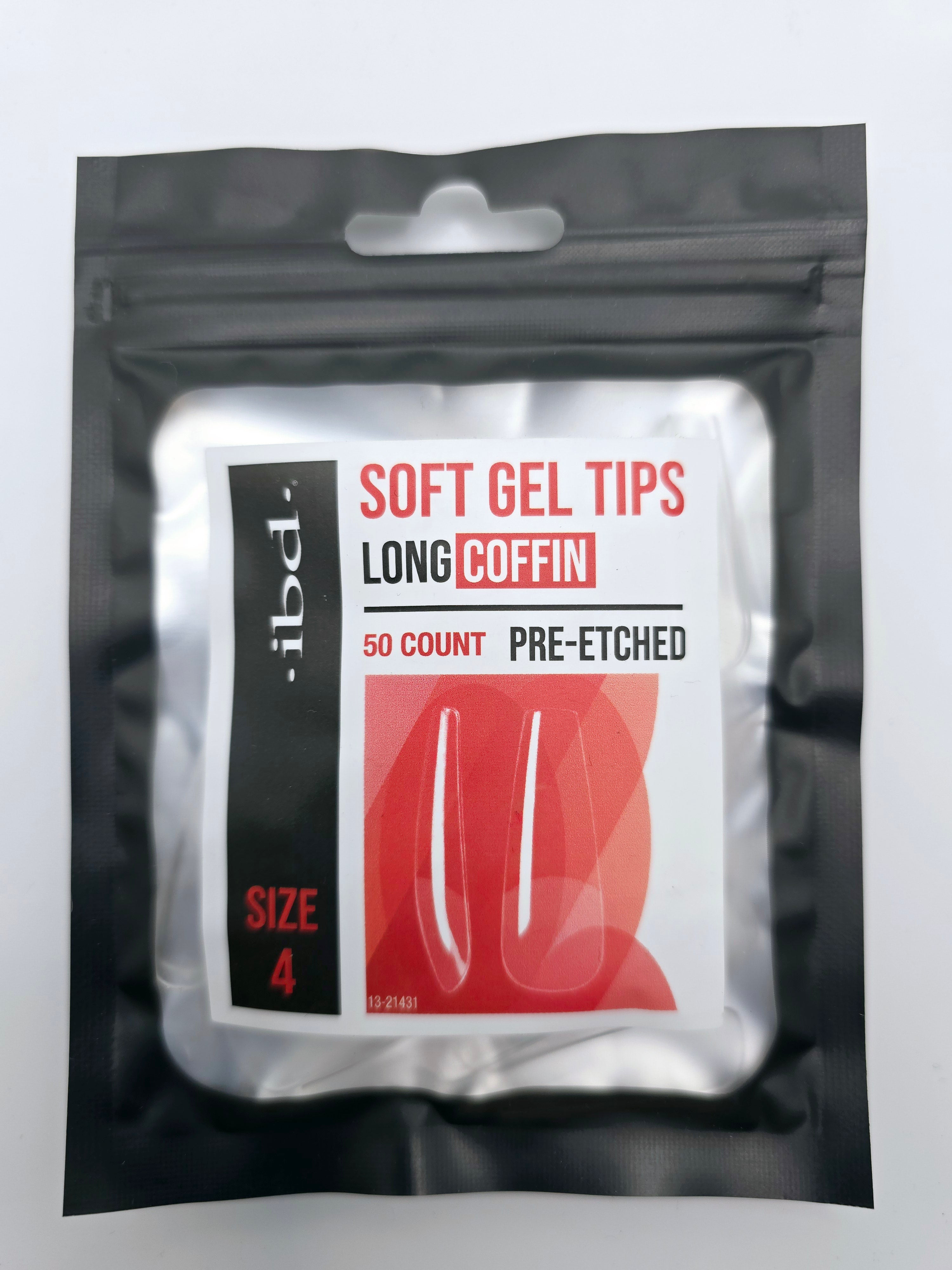 4 - Ibd SOFT GEL TIPS - PRE-ETCHED - LONG COFFIN