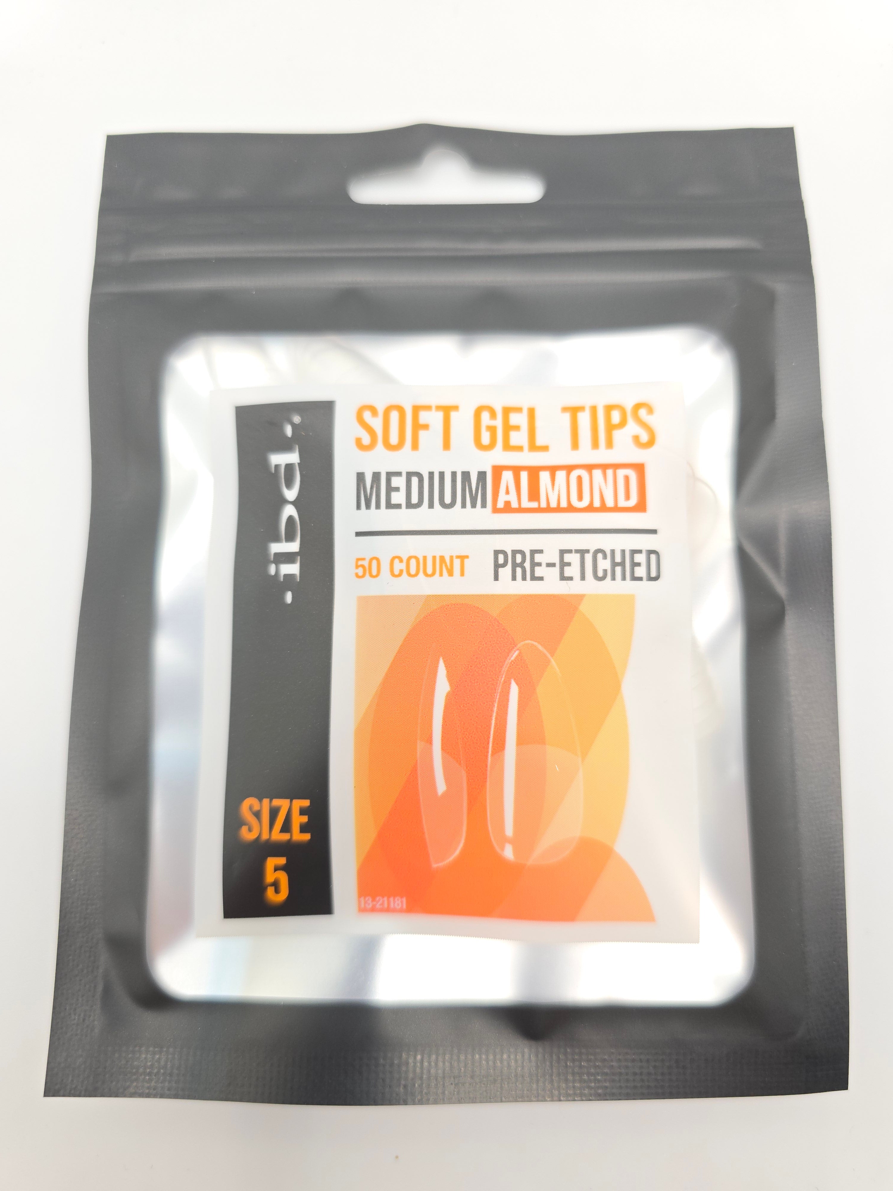 5 - Ibd SOFT GEL TIPS - PRE-ETCHED - MEDIUM ALMOND