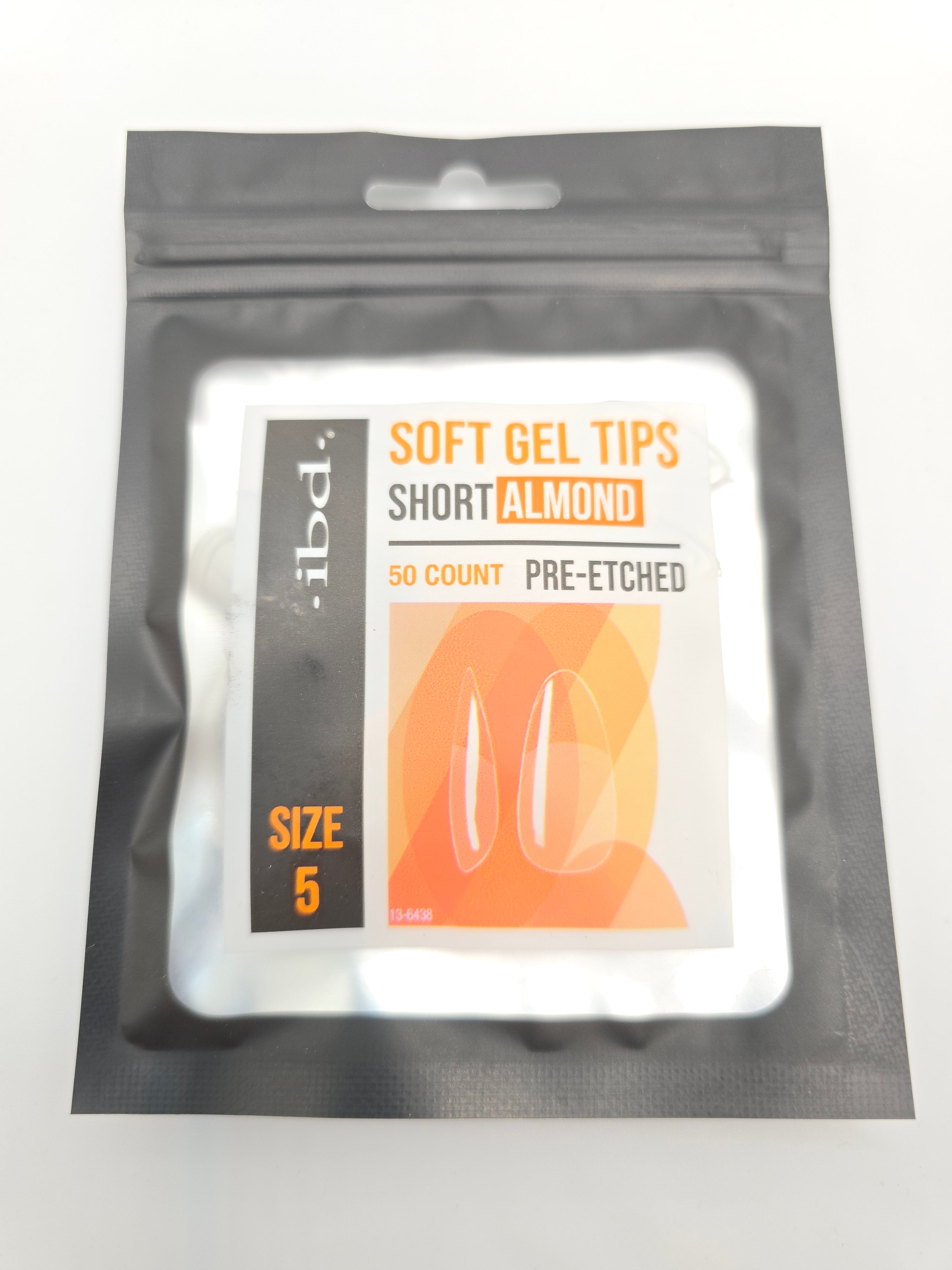 5 - Ibd SOFT GEL TIPS - PRE-ETCHED - SHORT ALMOND