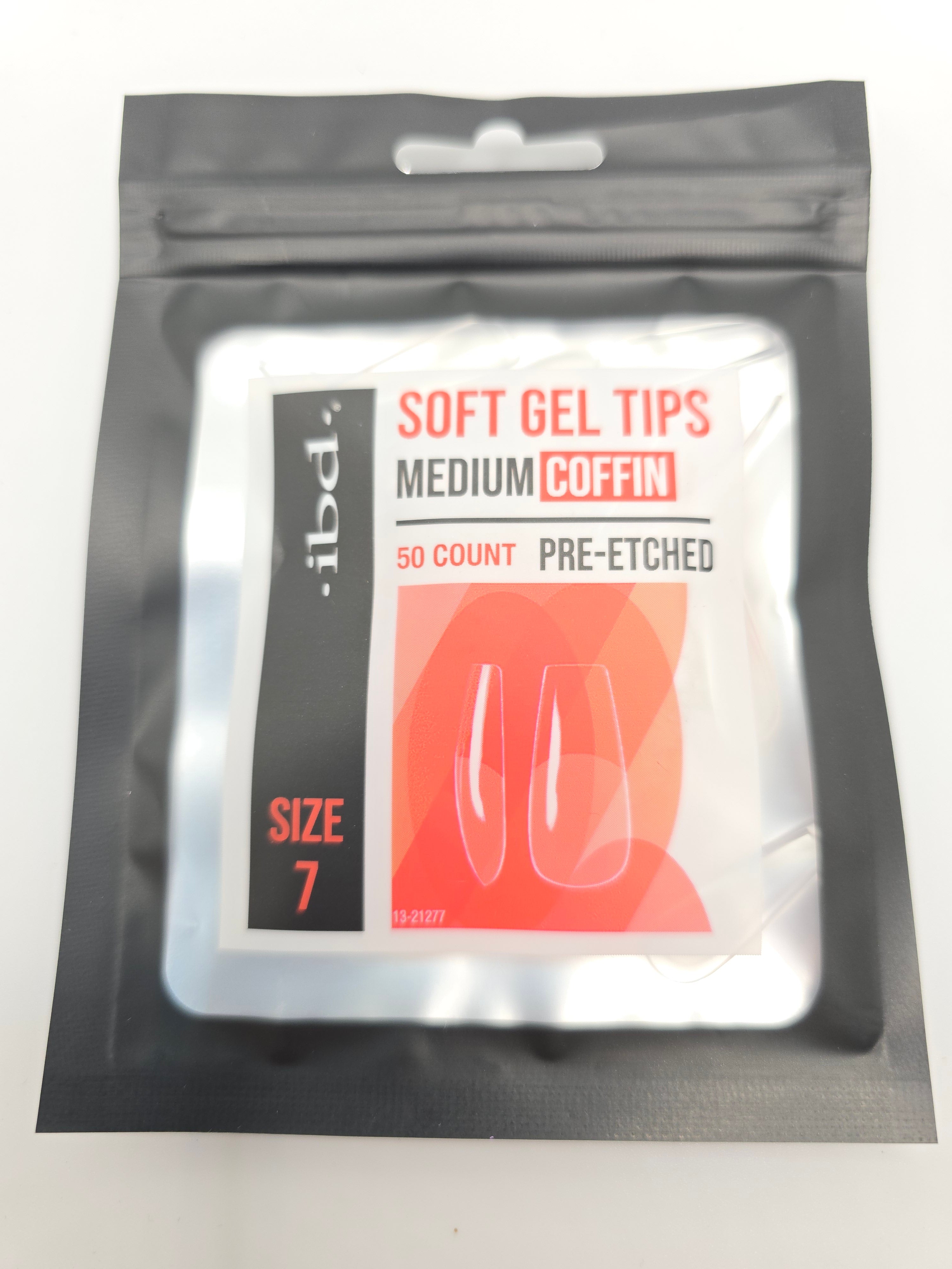 7 - Ibd SOFT GEL TIPS - PRE-ETCHED - MEDIUM COFFIN