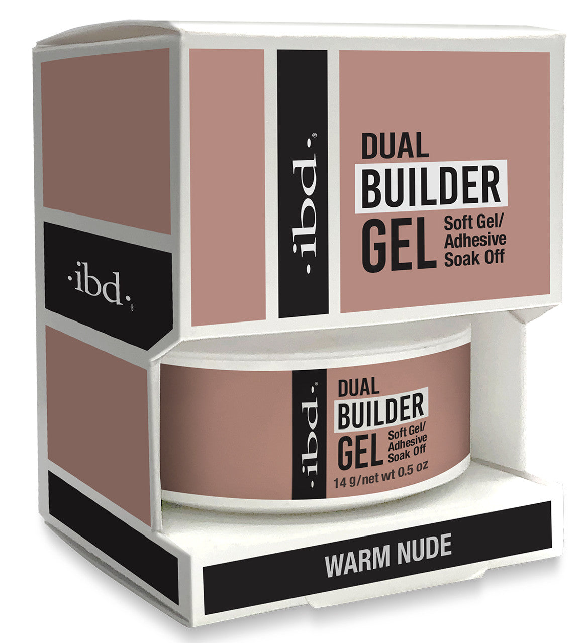 36323 ibd DUAL BUILDER GEL - SOFT GEL/ADHESIVE SOAK OFF - WARM NUDE - 0.5 oz