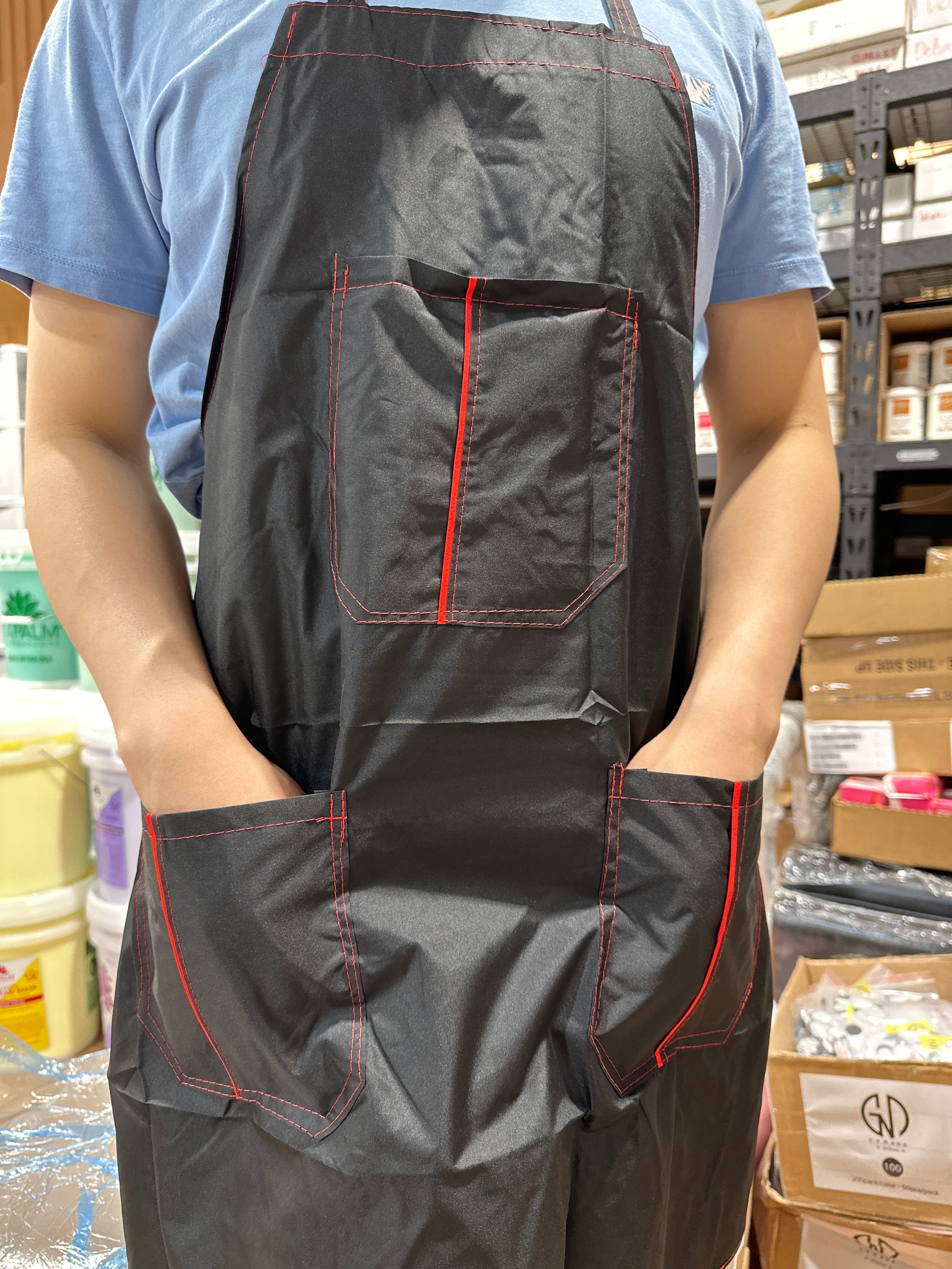 NYLON BLACK APRON WITH 3 POCKETS