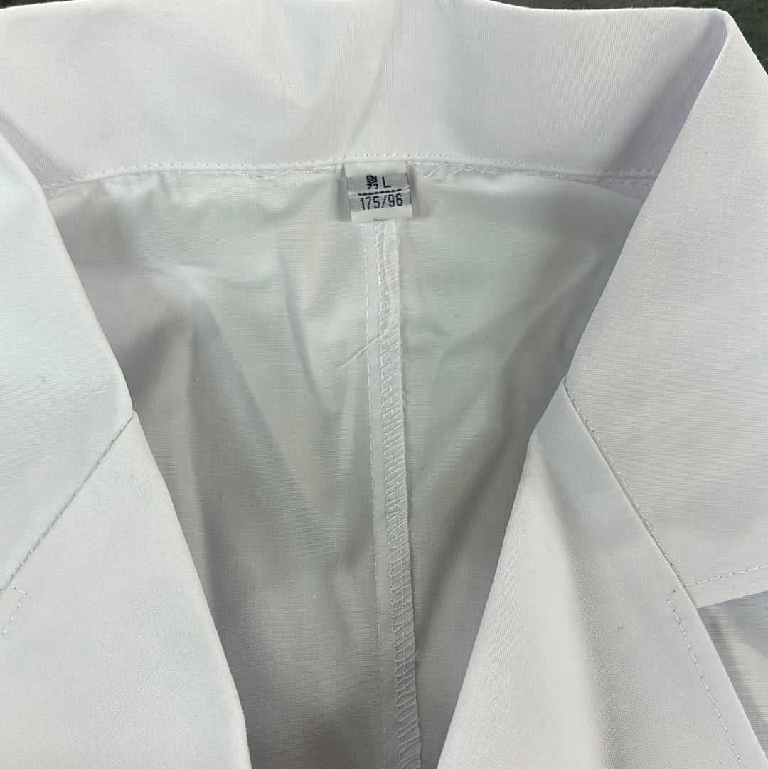 WHITE SALON UNIFORM - SHORT SLEEVE - LONG BODY