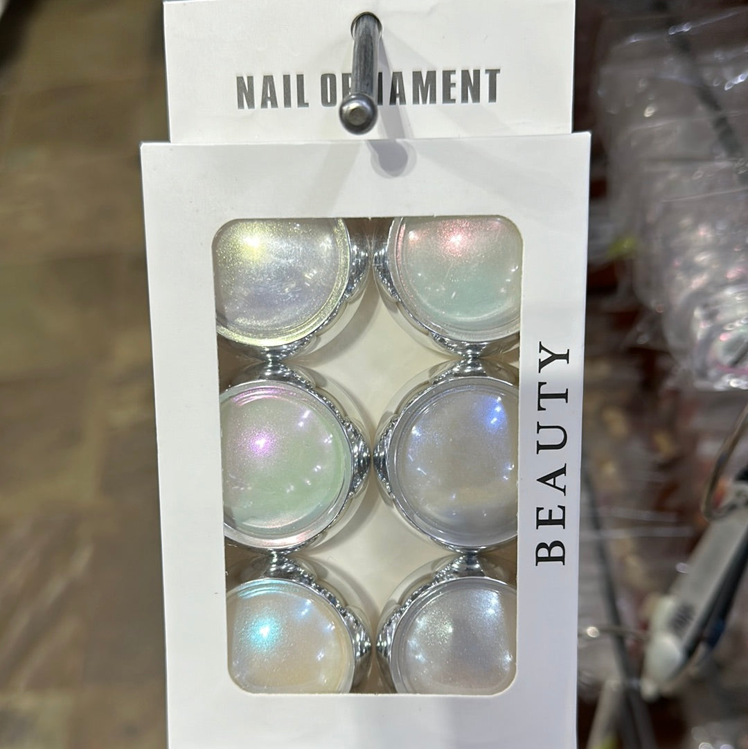 CHROME NAIL ORNAMENT 6 PCS