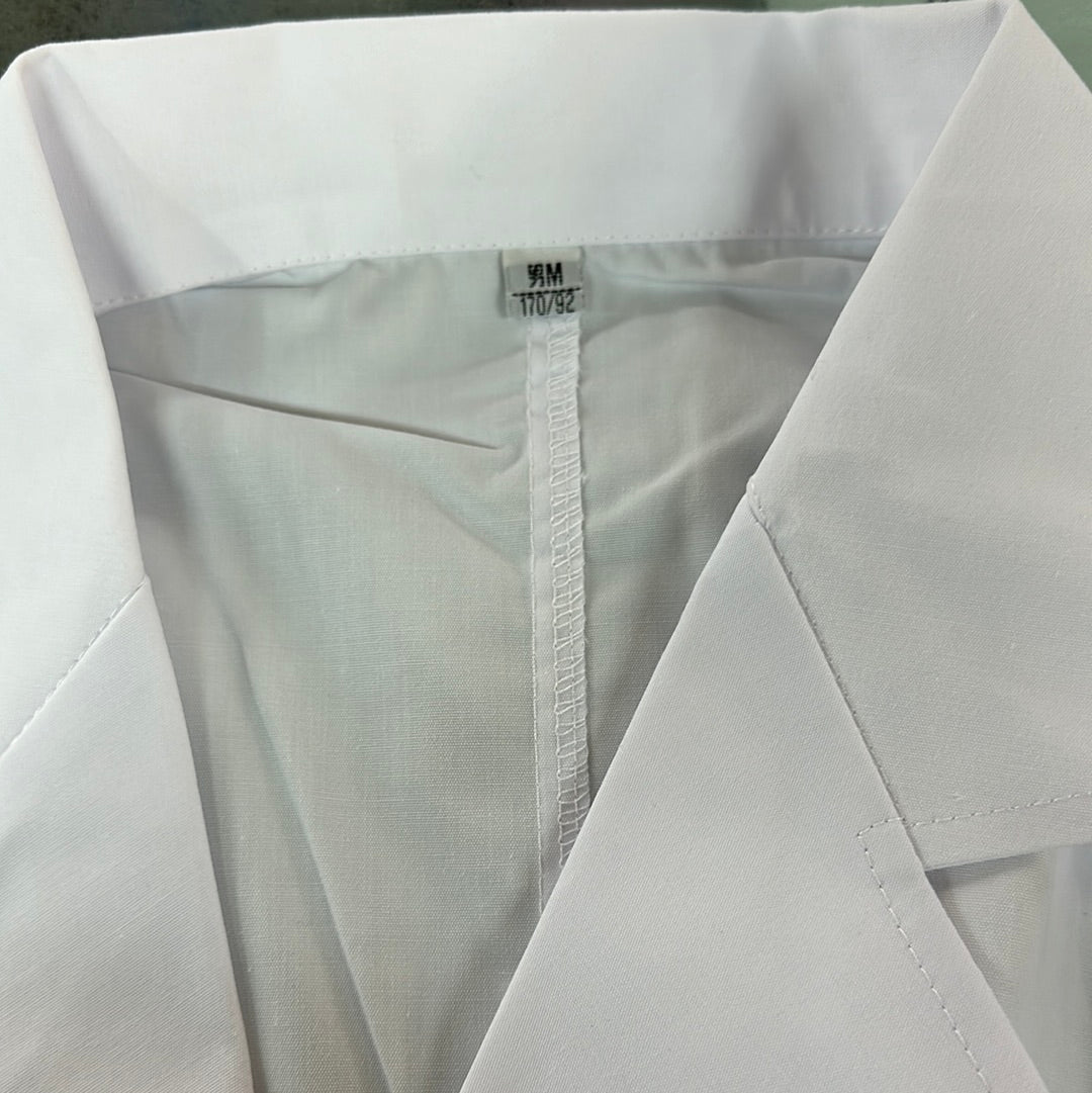 WHITE SALON UNIFORM - SHORT SLEEVE - LONG BODY