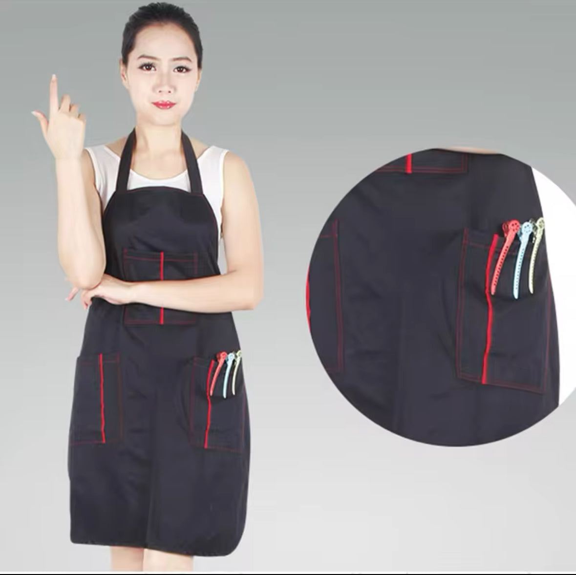 NYLON BLACK APRON WITH 3 POCKETS