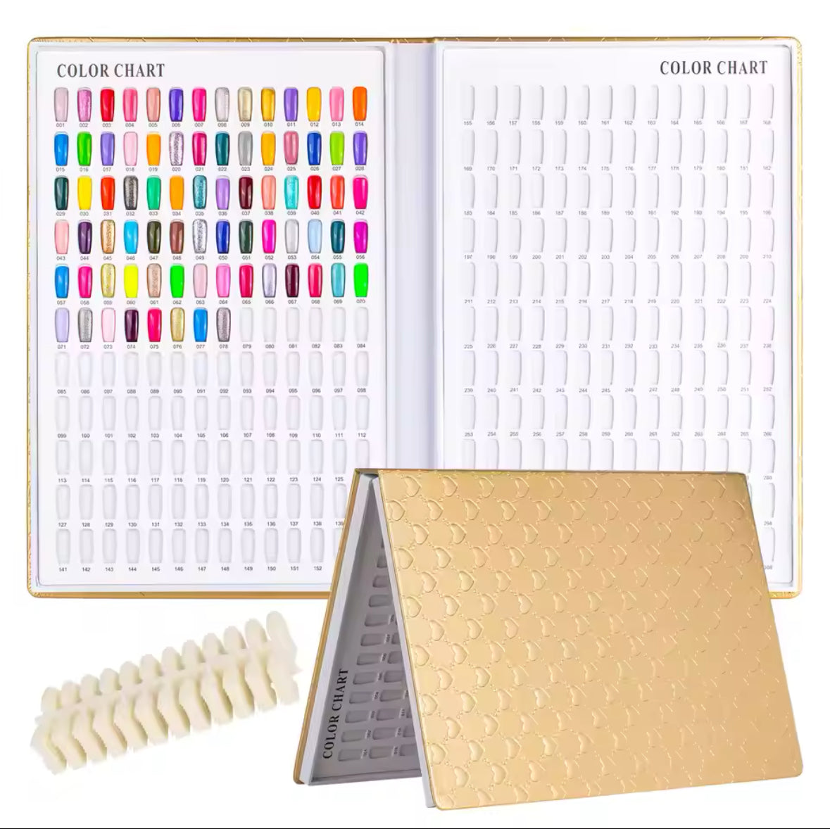 NAIL COLOR BOOK ONLY GOLD 308 COLORS/CHART