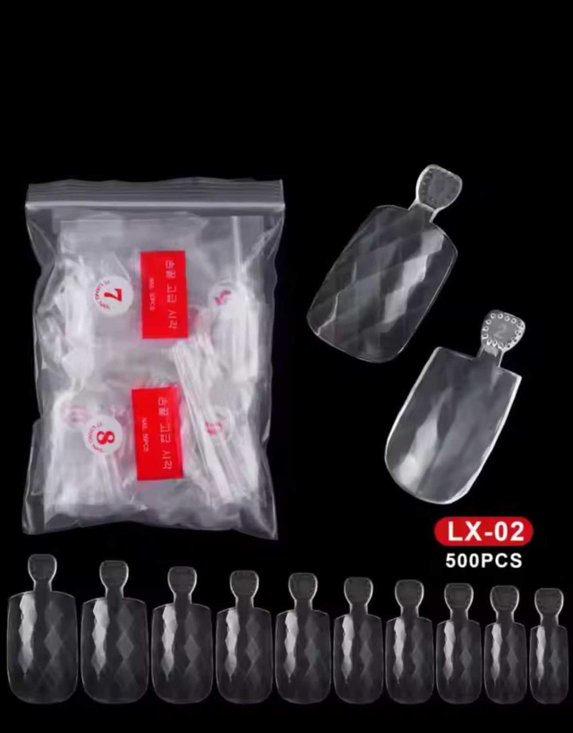 YI LIANG DIAMOND NAIL TIPS EXTENSION FULL COVER/BAG 500PCS