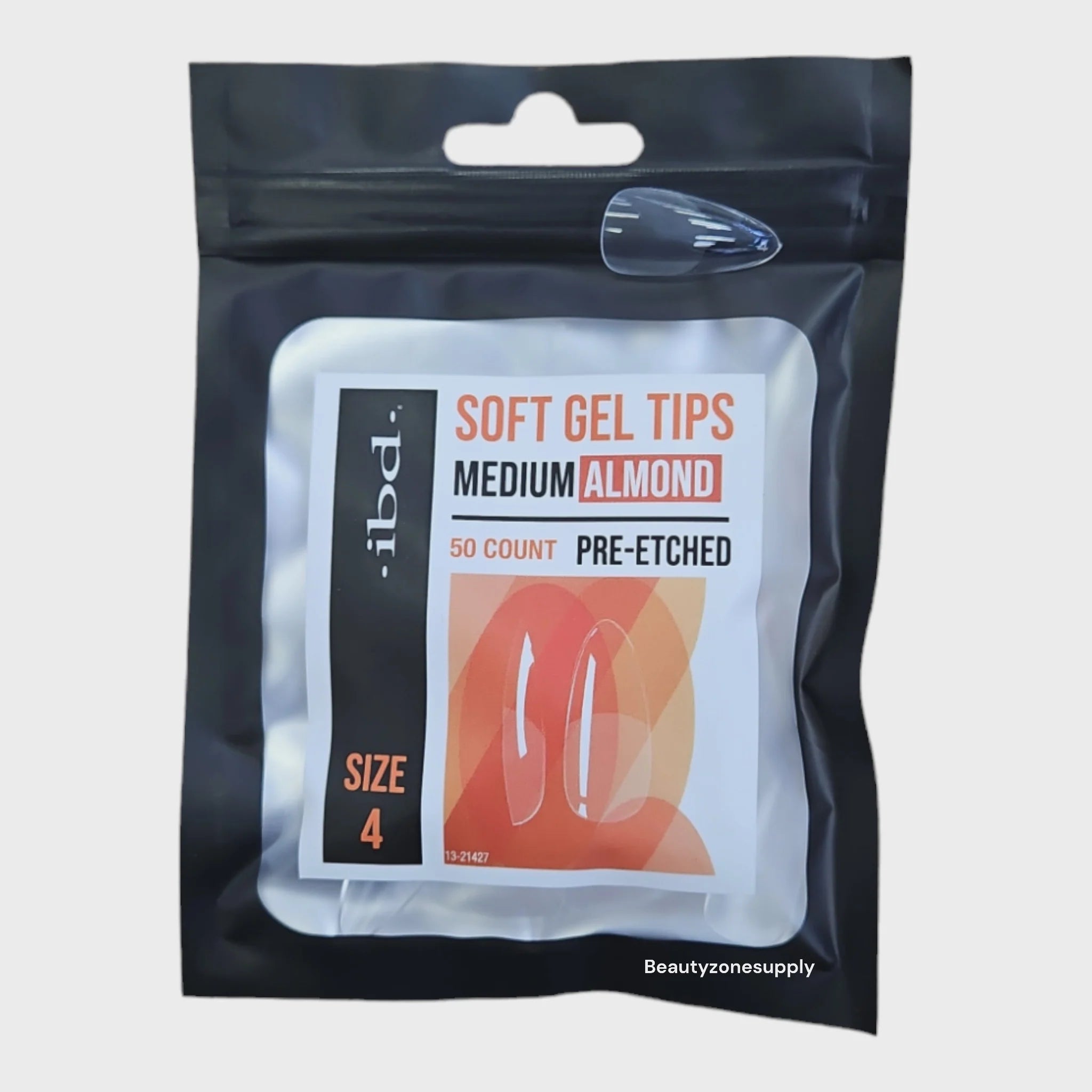 4 - Ibd SOFT GEL TIPS - PRE-ETCHED - MEDIUM ALMOND