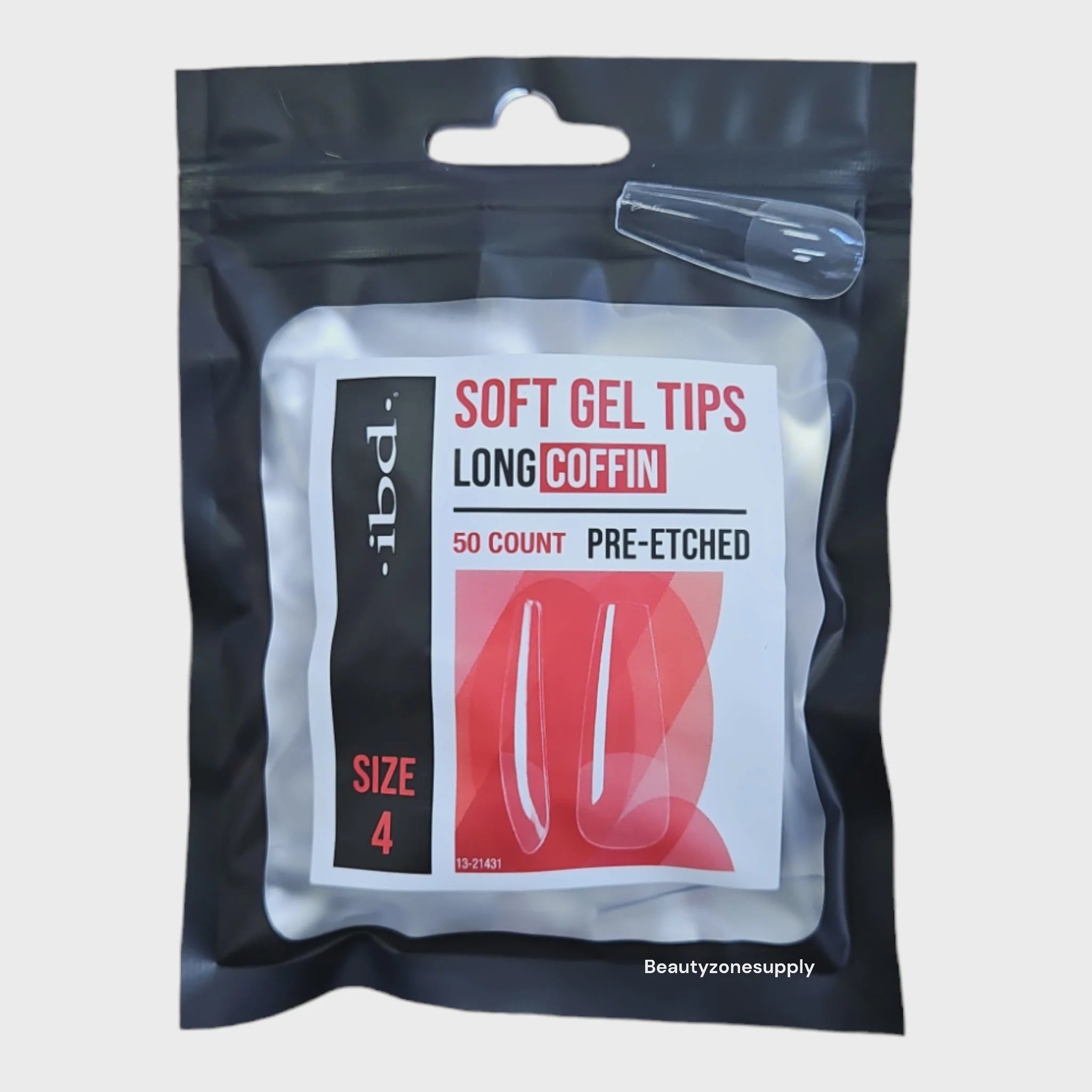 4 - Ibd SOFT GEL TIPS - PRE-ETCHED - LONG COFFIN