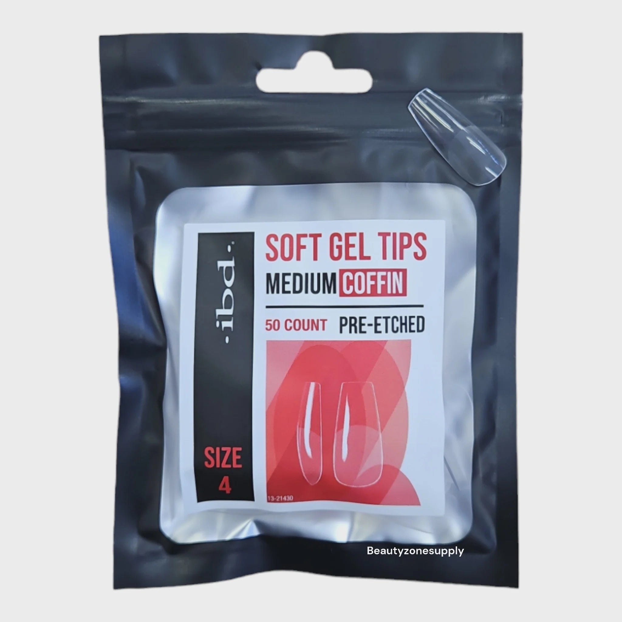 4 - Ibd SOFT GEL TIPS - PRE-ETCHED - MEDIUM COFFIN