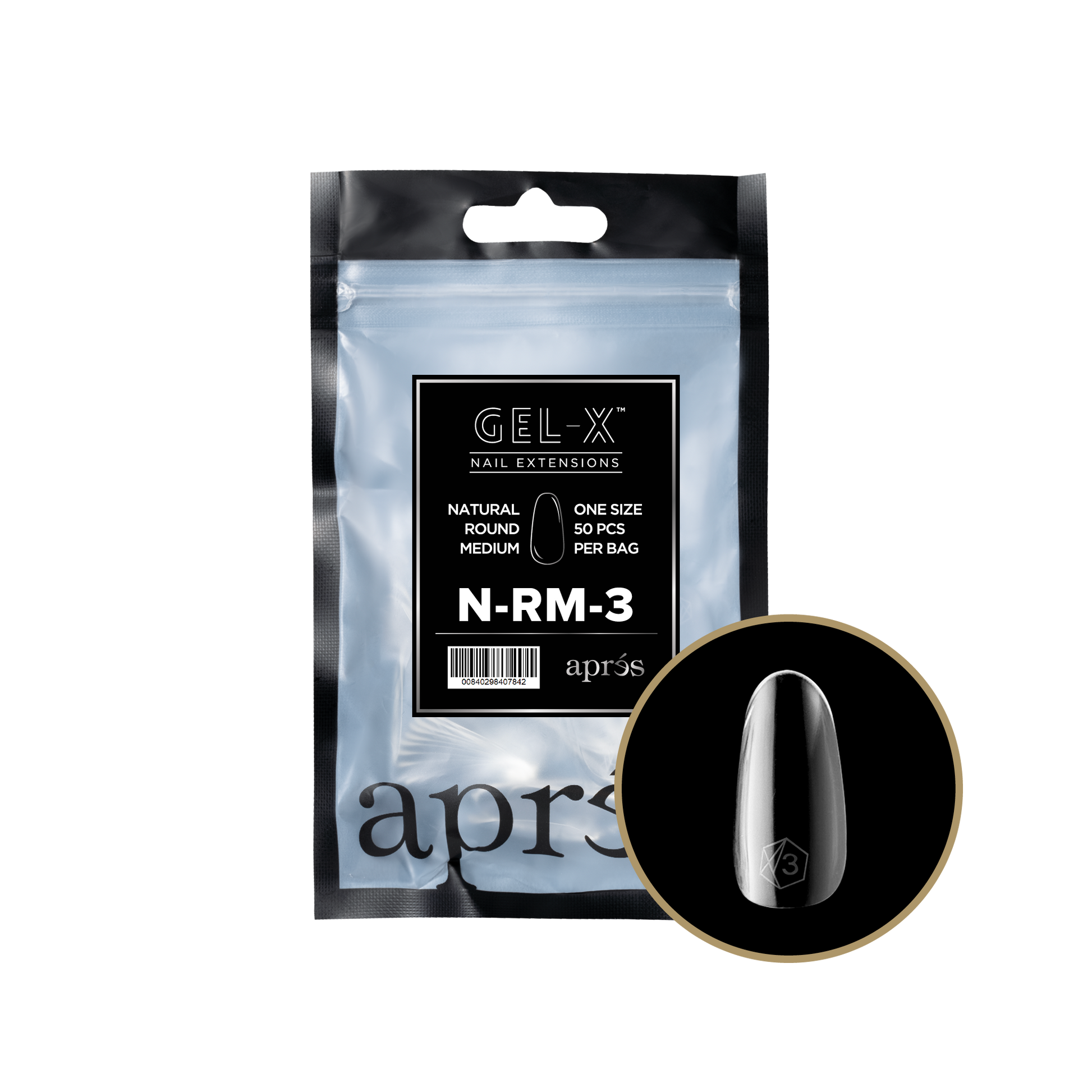 APRES TIP BAG - 3 - NATURAL ROUND MEDIUM