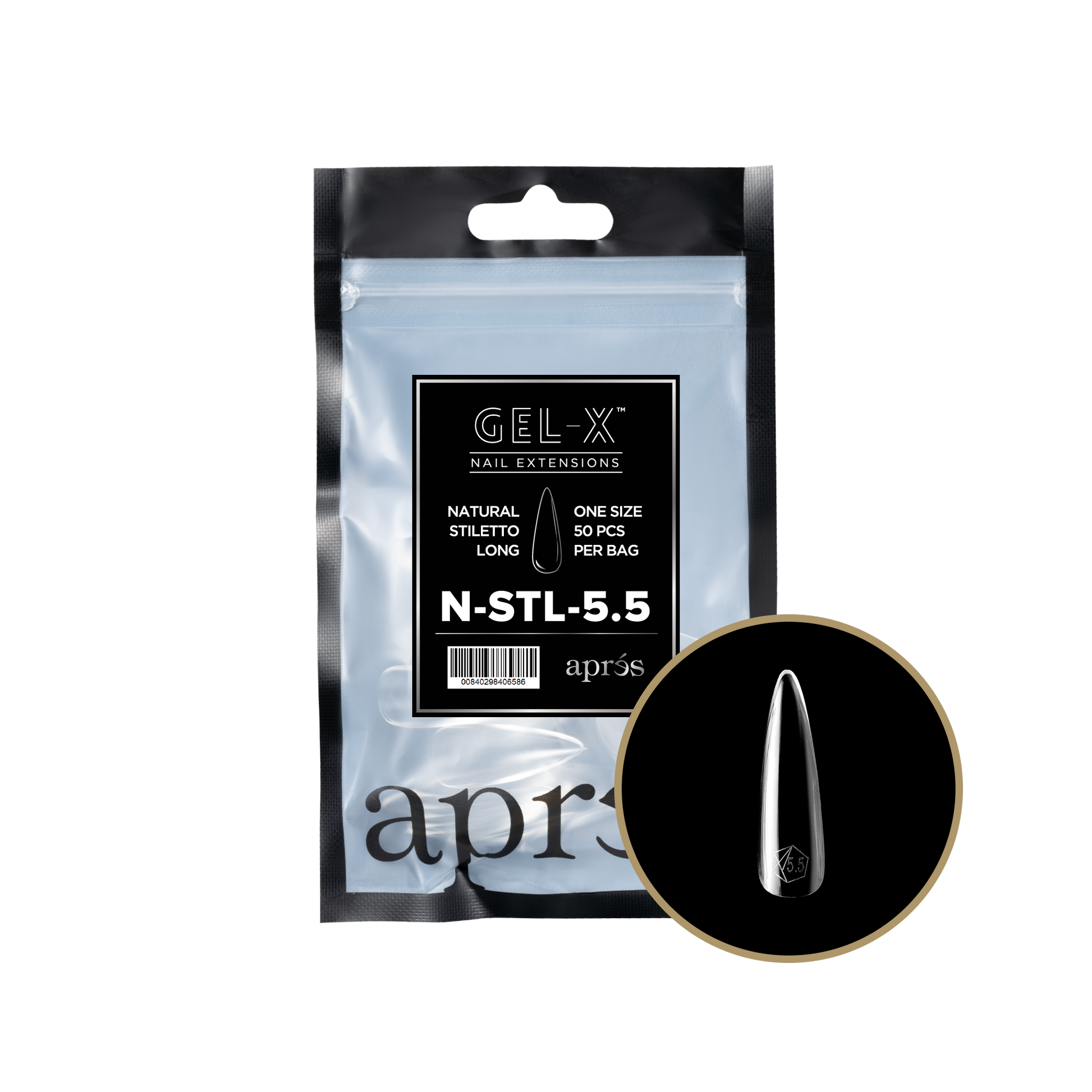 APRES TIP BAG - 5.5 - NATURAL STILETTO LONG