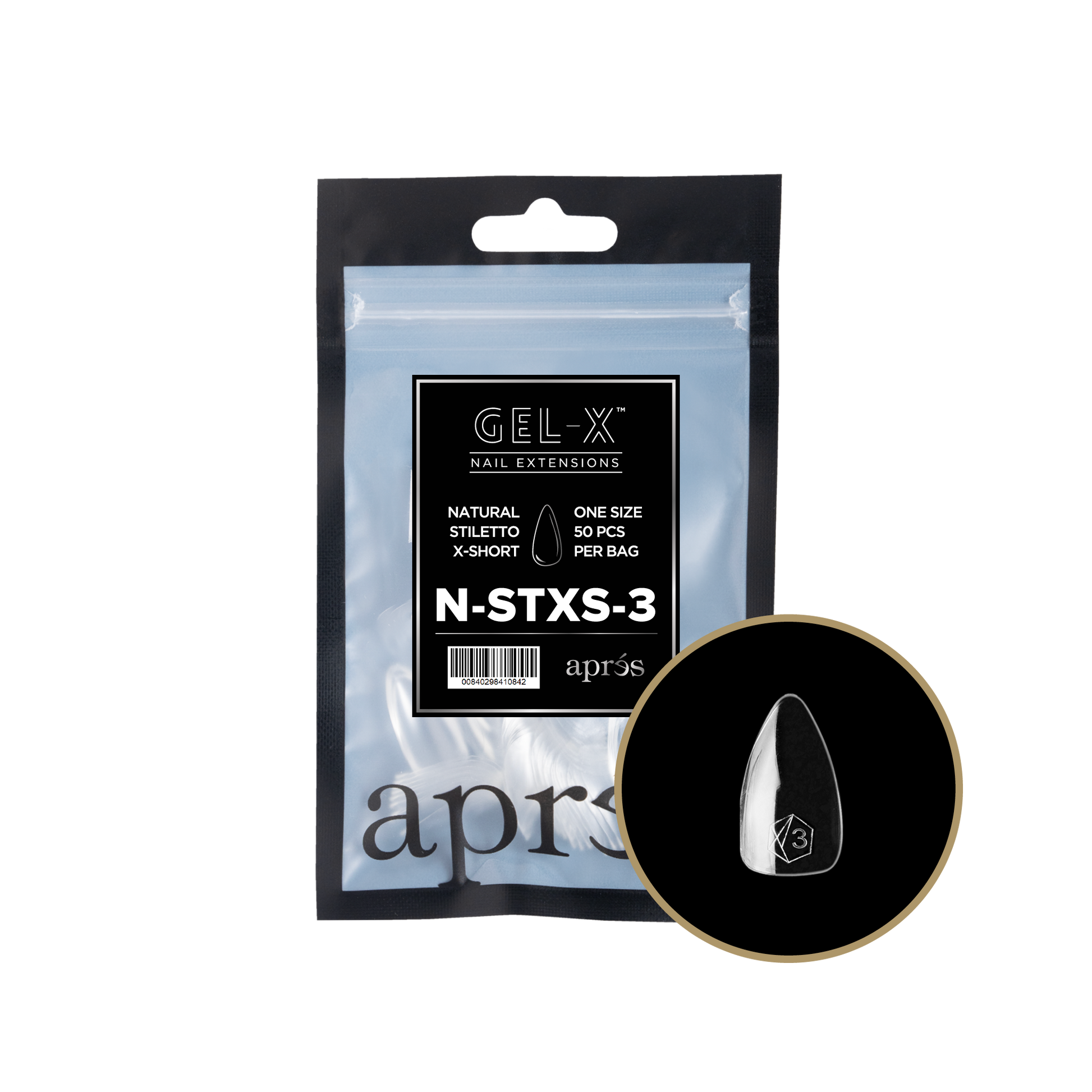 APRES TIP BAG - 3 - NATURAL STILETTO EXTRA SHORT