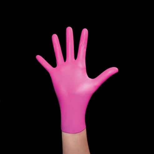 MEDIUM - BEYOND SAFE PINK NITRILE GLOVES 200/BOX