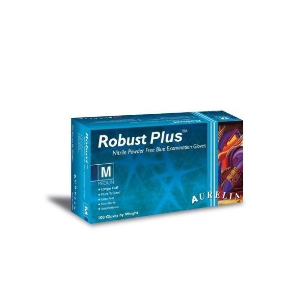 AURELIA ROBUST PLUS PF NITRILE GLOVES MEDIUM - 100/BOX