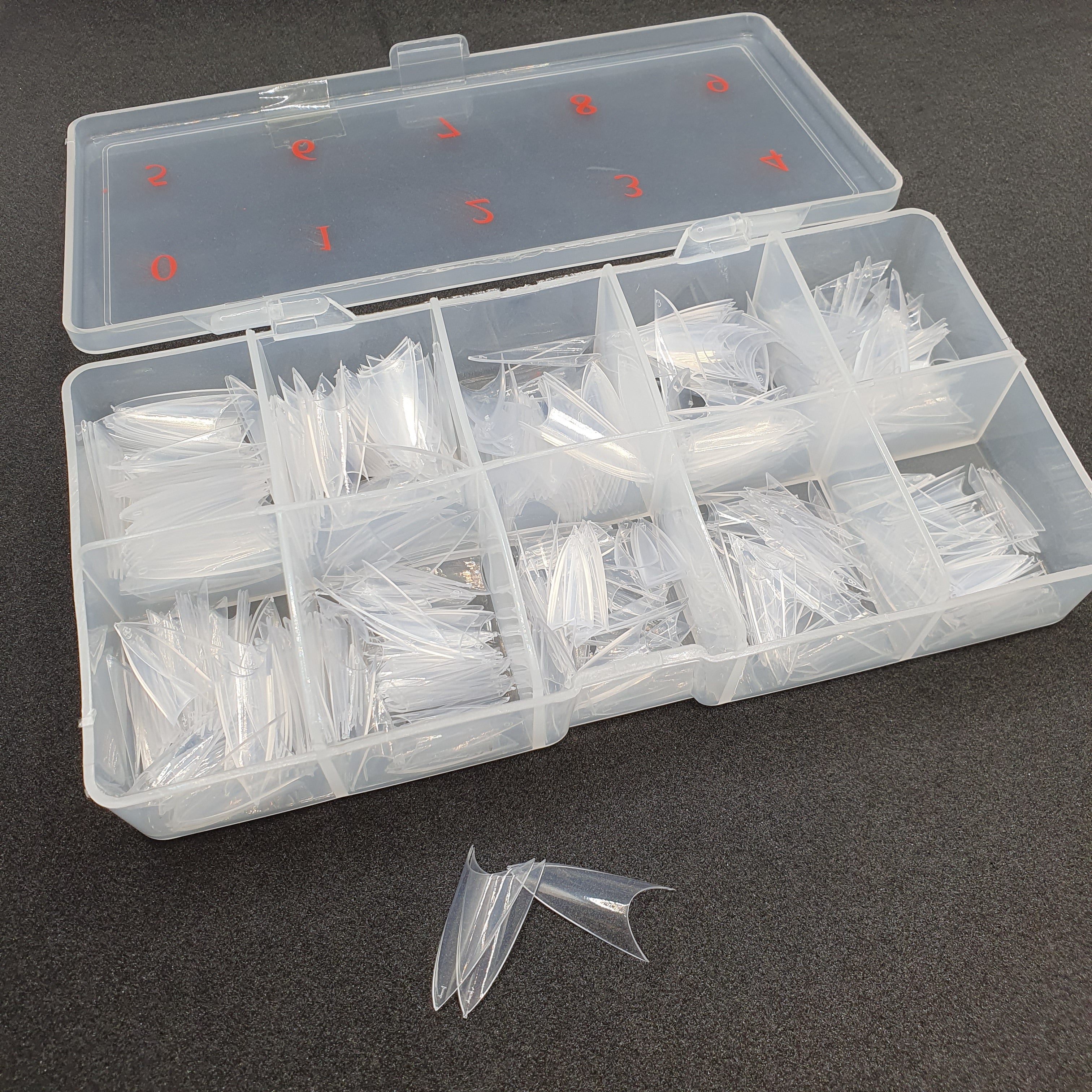 STILETTO CLEAR TIPS #0-9 ( 500/BOX )