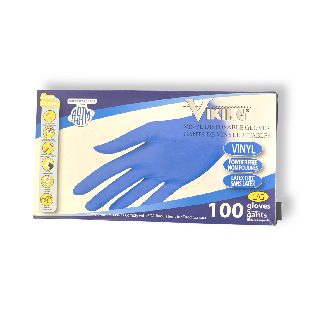 VIKING VINYL GLOVE POW FREE-LARGE - Secret Nail & Beauty Supply