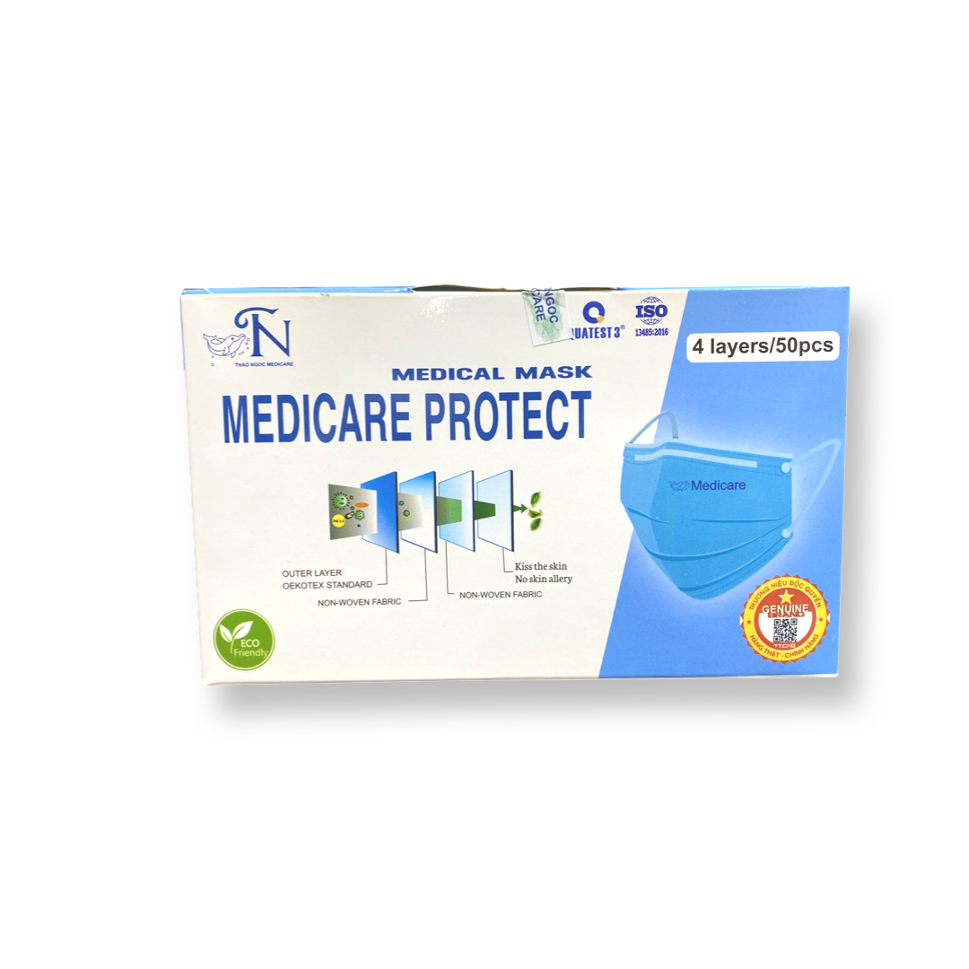 TN MEDICARE PROTECT MEDICAL MASK 4 -LAYER  50/BOX - Secret Nail & Beauty Supply